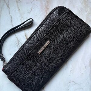 Dana Buchman Black Leather Zip Around Wallet Wristlet